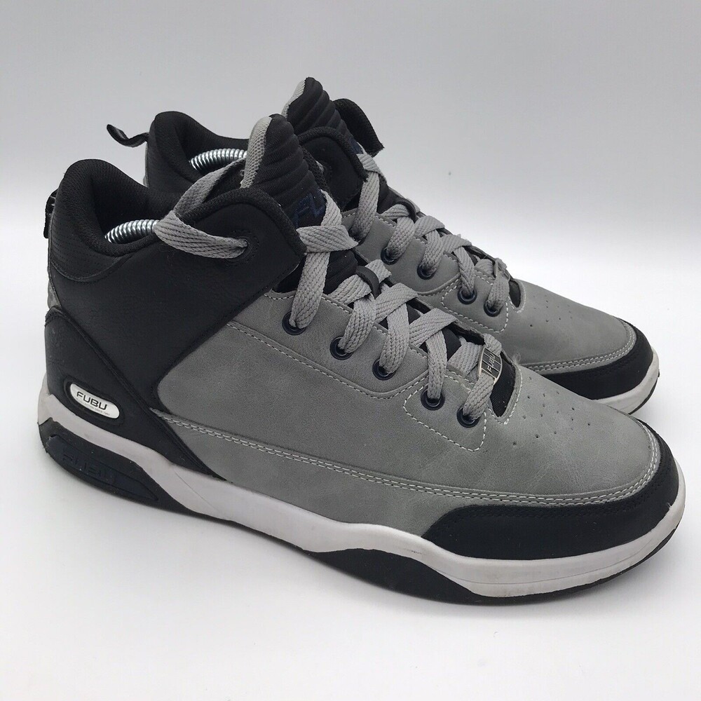 Fubu Tiger Basketball Shoes Men's 8.5M Gray & Black High Top Sidewalk Sneakers